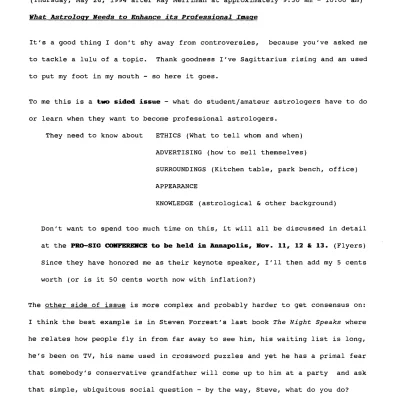 Astrology and its Professional Image (1994)